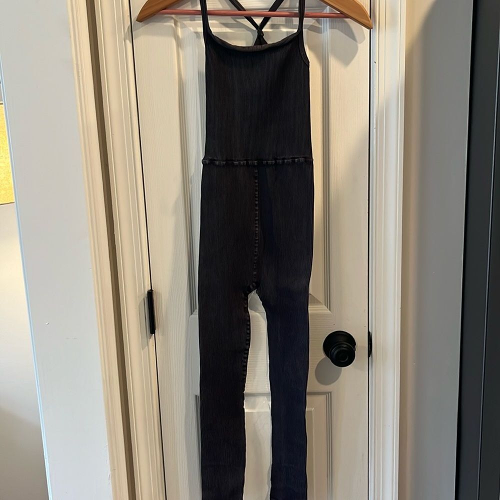 NWOT Free People FP Movement Happiness Runs Square Neck Tank Top One Piece Black - Picture 2 of 7